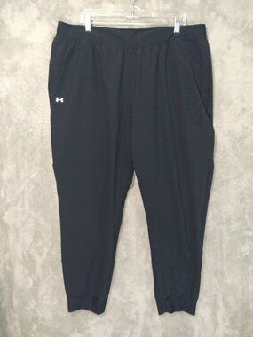 Under Armour Sweatpants Womens 2XL Black Rival High Rise Woven Taper Leg Joggers